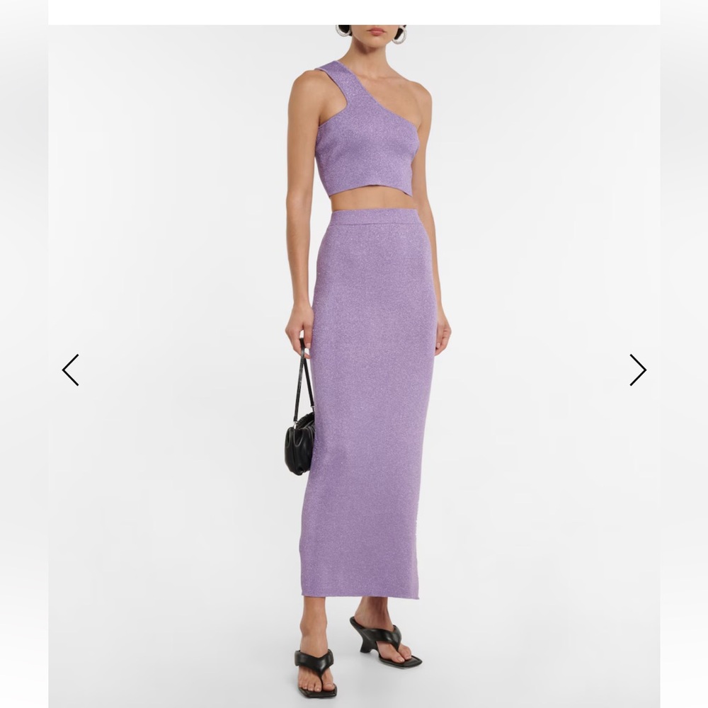 Dodo Bar Or Lavender One-Shoulder Metallic Knit Set Size Large